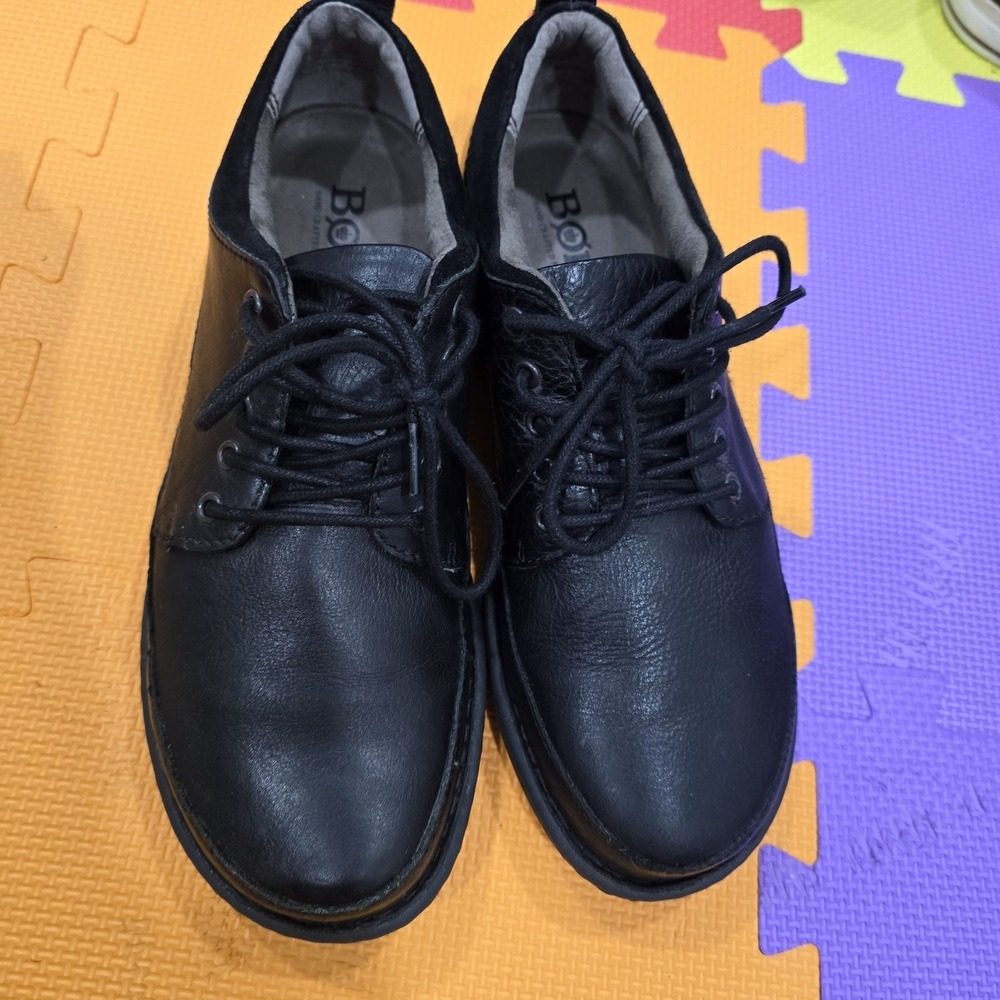 Born Men's 8.5 M Black Leather Lace Up Oxford Derby‎ Comfort Shoes H50503